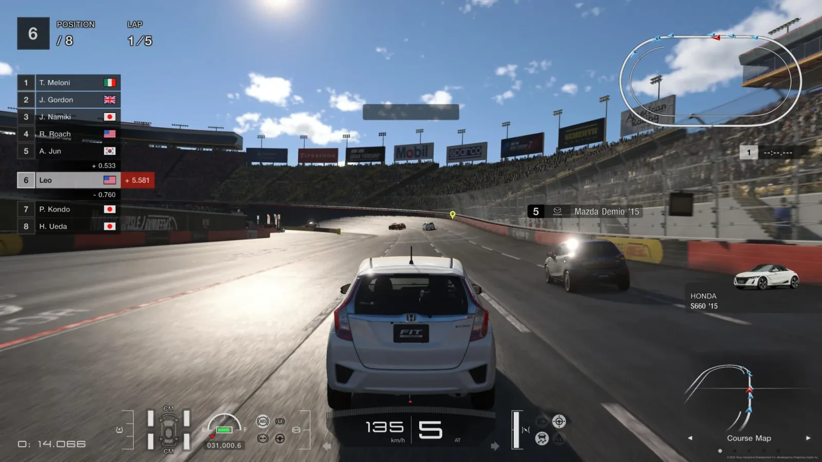 Chase-camera view of a race in a driving game